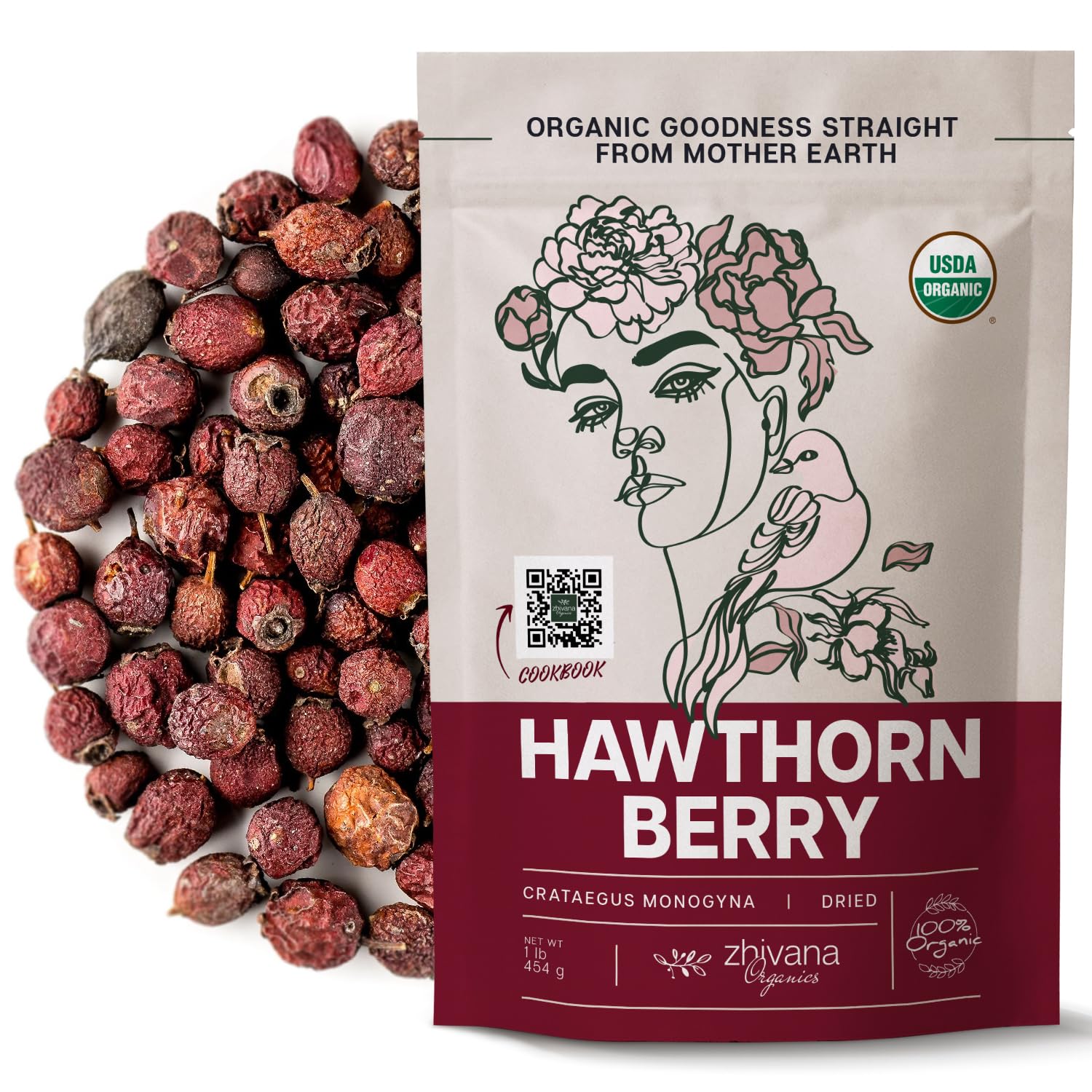 Organic Hawthorn Berry Tea 16 oz. High Blood Pressure Heart Health Support Relaxation