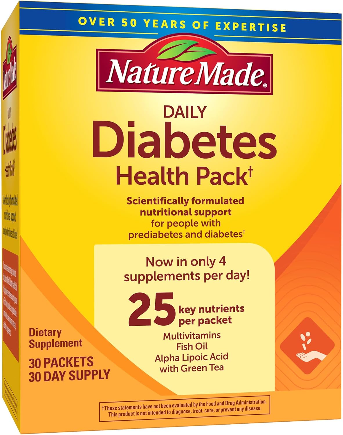Nature Made Daily Diabetes Health Pack Dietary Supplement for Nutritional Support 30 Packets