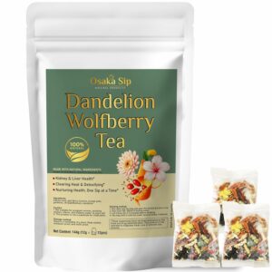 OsakaSip Dandelion Wolfberry Herbal Natural Detox Cleanse Blend for Liver Kidney Health 7 Chinese Herb Ingredients 12 Teabags