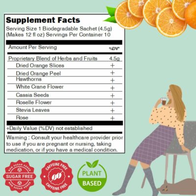 FOODHO Fruit Herbal Blend Functional Tea for Digestion with Orange 10 Teabags