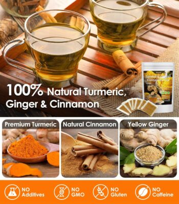 60Pcs Turmeric Ginger Cinnamon Tea Natural Turmeric Herbal Tea No Caffeine