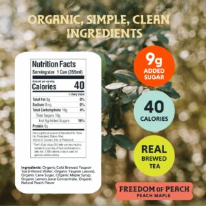 Freedom Fluid Organic Yaupon Iced Tea Refreshing Peach 12 Pack