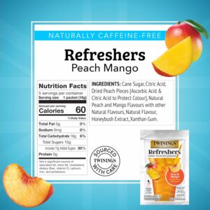 NEW Twinings Peach Mango Refreshers Herbal Tea Instant 5 Count Pack of 1