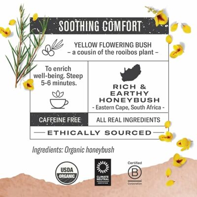 Numi Organic Honeybush Tea 18 TeaBags Sweet South African Herbal Tea