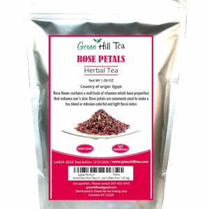Greenhilltea Rose Petals Dried Flowers in Resealable Pouch Edible Flowers for Herbal Tea 1 OZ bag