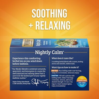Twinings Nightly Calm Herbal Tea Individually Wrapped Bags 20 Tea Bags
