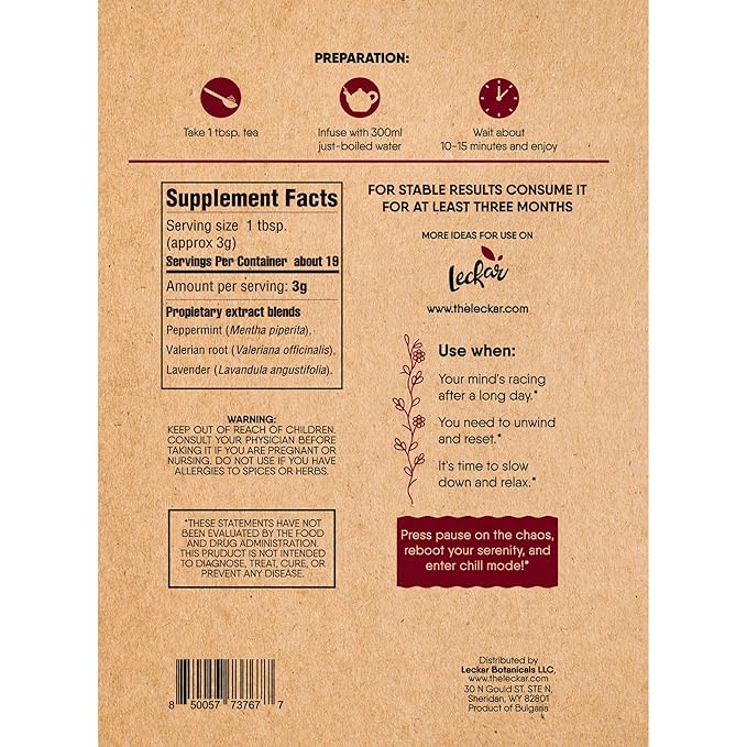 Organic Keep Calm Valerian Root Natural Stress Relief & Restful Sleep Aid