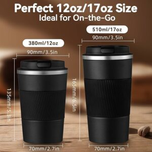 12OZ Travel Coffee Mug Insulated Coffee Cup with Spill Leak Proof Lid