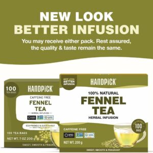 HANDPICK Fennel Seed Tea Bags 100 Count Naturally Support Digestion & Immune System Caffeine Free