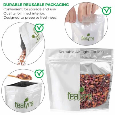 Tealyra Hibiscus and Rosehips Herbla Loose Leaf Tea Health Tonic Supports Healthy Blood Pressure Caffeine Free
