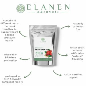 Organic Heart Calm Tea 4 oz. 113g Blood Pressure Tea to Maintain Healthy Pressure Circulation Balance Cut & Sifted