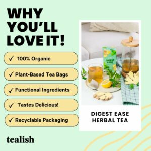 Tealish Organic Digest Ease Herbal Tea for Digestion and Bloating 12 Teabags