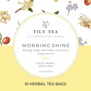 Tily Tea Morning Shine Breakfast Tea Natural Herbal Tea for Focus and Energy 10 Teabags