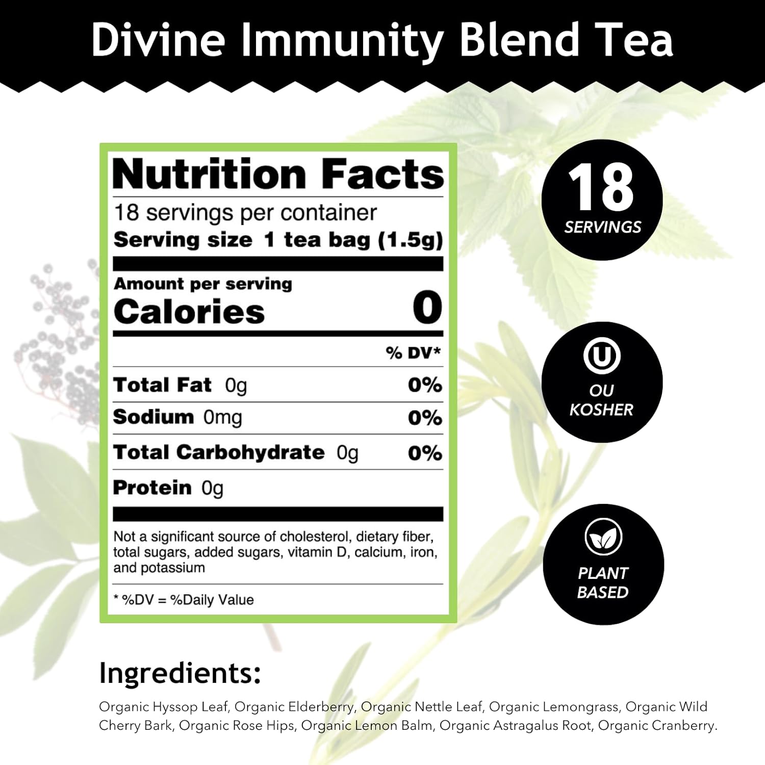 Buddha Teas Organic Divine Immunity Blend With Antioxidants & Minerals 18 Teabags