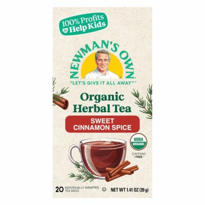 Newman's Own Organic Sweet Cinnamon Spice Herbal Tea with Rooibos Tea with Organic Ginger 20 Individually Wrapped Tea Bags Per Box