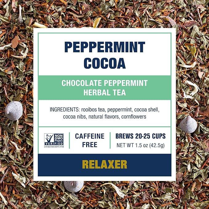 Tiesta Tea Cozy Peppermint Cocoa Premium Loose Leaf Blends Up to 25 Cups
