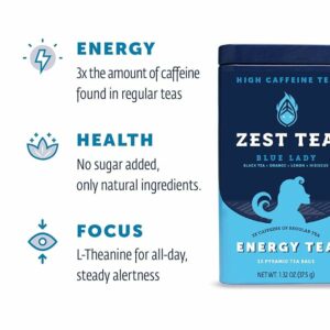 Zest Tea Premium Energy Hot Tea Tin of 15 Sachet Bags