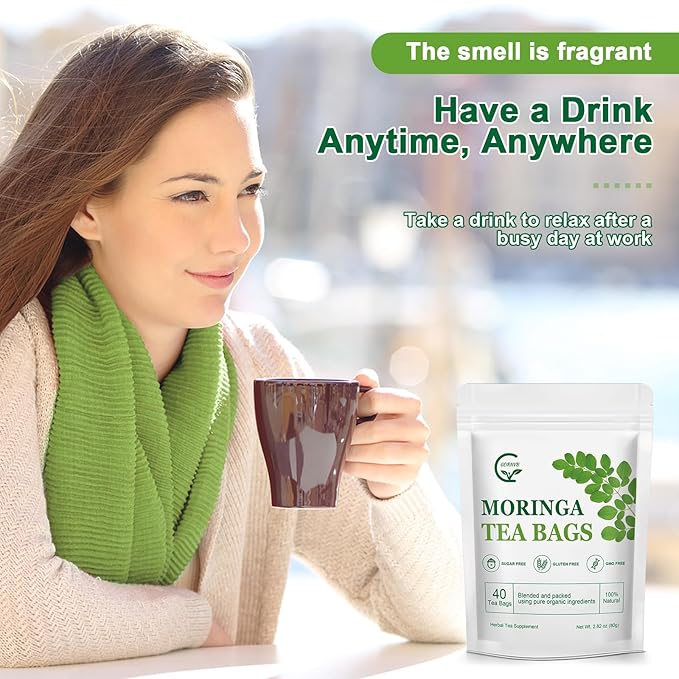 Moringa Tea Bags 100% Pure Moringa Leaf Tea 40 Teabags