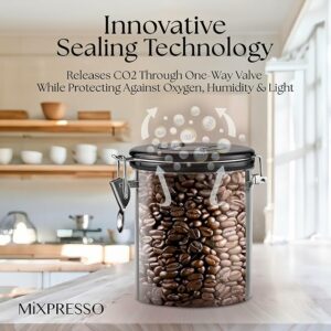 16 Oz Coffee Canister with Scoop Stainless Steel Air tight Jar Tea Storage