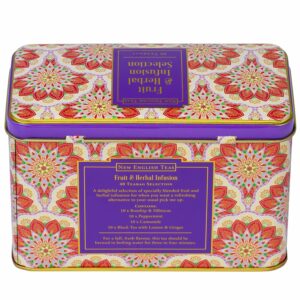 New English Teas Fruit and Herbal Tea in Tin with 40 Teabags Rosehip & Hibiscus Peppermint Chamomile & Black Tea with Lemon & Ginger