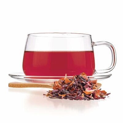 Tealyra Hibiscus and Rosehips Herbla Loose Leaf Tea Health Tonic Supports Healthy Blood Pressure Caffeine Free