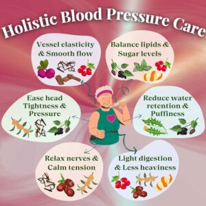 Dr. Lu’s Happy Blood Pressure Tea 100% Natural Heart Functional Tea for Blood Pressure Support 10 Pyramid Bags