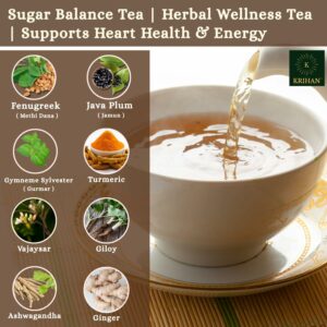 KRIHAN Sugar Balance Herbal Tea 75+ Cups Of Organic Loose Leaf Blend Diabetes Support Caffeine Free Infusion