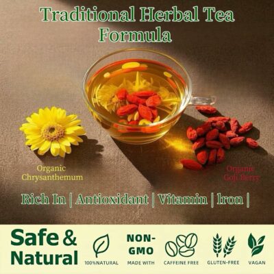 Eastrue Organic Goji Berry & Chrysanthemum Herbal Tea 50 Tea Bags Support Kidney and Liver Cleanse Detox & Repair