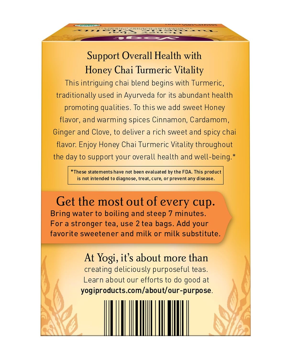 Yogi Tea Honey Chai Turmeric Vitality 16 Teabags