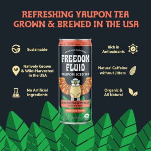 Freedom Fluid Organic Yaupon Iced Tea Refreshing Peach 12 Pack