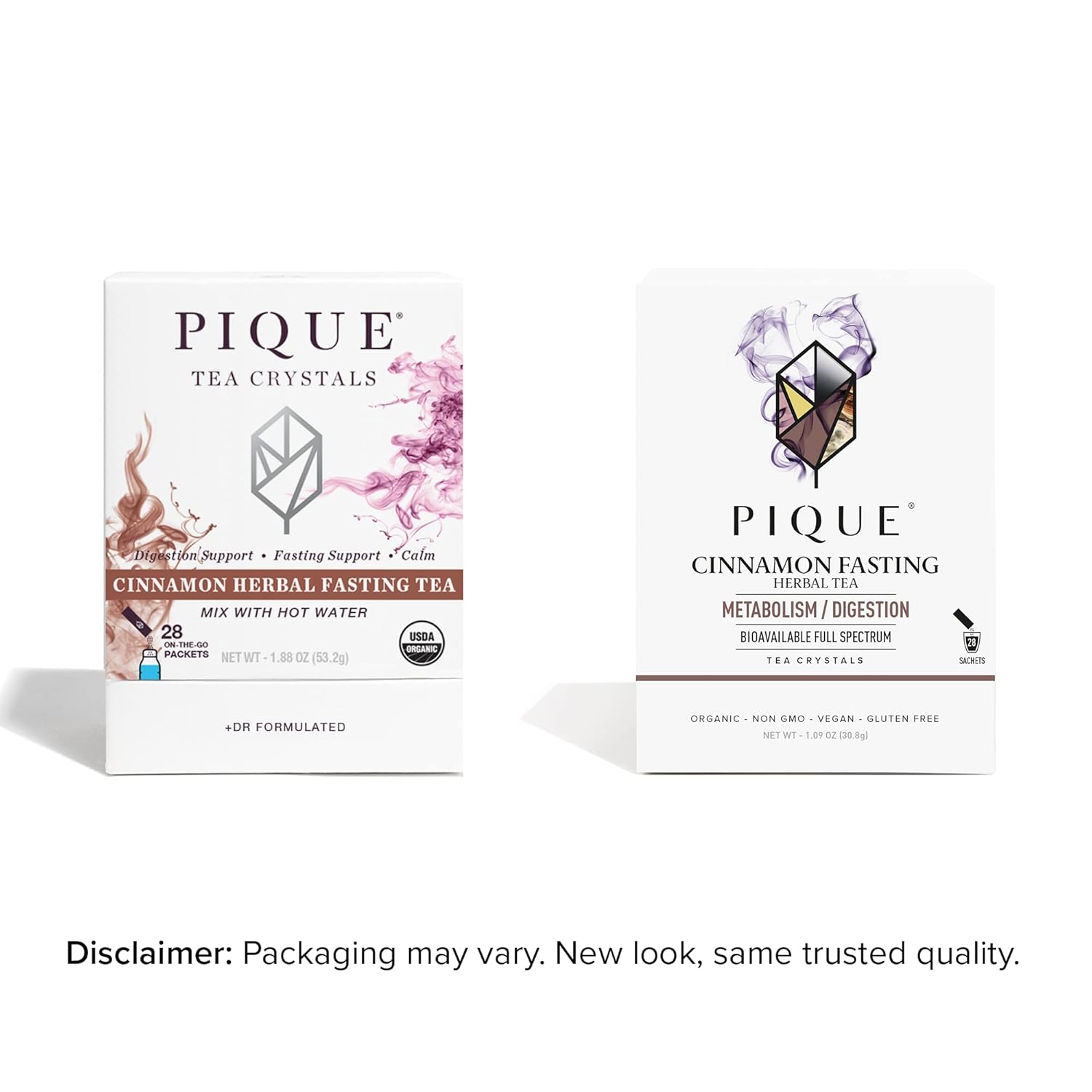 Pique Organic Cinnamon Spice Herbal Tea Crystals Caffeine Free Fasting Tea for Healthy Digestion 28 Single Serve Sticks Pack of 1