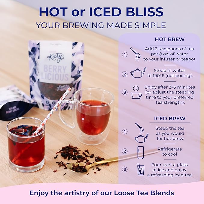 Katy’s Berrylicious Loose Leaf Tea Hibiscus Blueberry & Cranberry 30+ Cups
