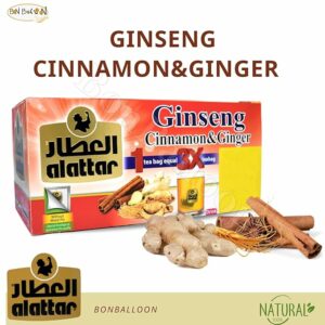 AlAttar Natural Drink Ginseng Cinnamon & Ginger Herbal Kosher Halal 20 Bag
