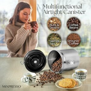 16 Oz Coffee Canister with Scoop Stainless Steel Air tight Jar Tea Storage