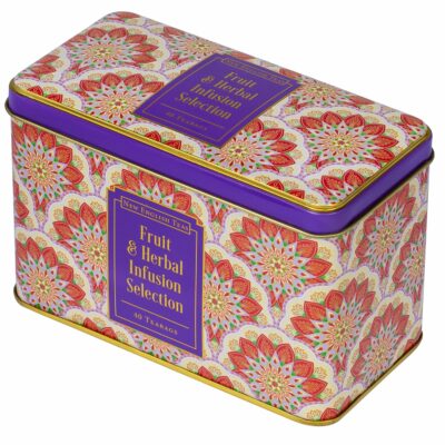 New English Teas Fruit and Herbal Tea in Tin with 40 Teabags Rosehip & Hibiscus Peppermint Chamomile & Black Tea with Lemon & Ginger