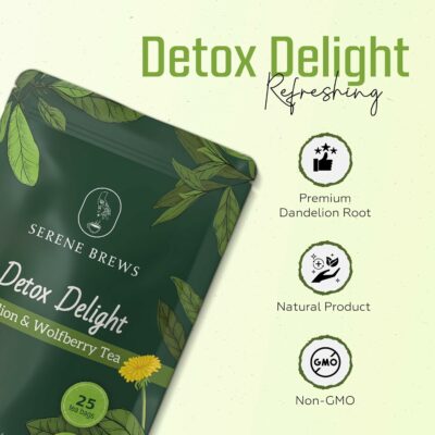 Dandelion Wolfberry Tea Liver Cleanse Detox & Repair Kidney Detox 100% Natural 25 Tea Bags