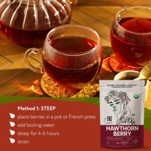 Organic Hawthorn Berry Tea 16 oz. High Blood Pressure Heart Health Support Relaxation
