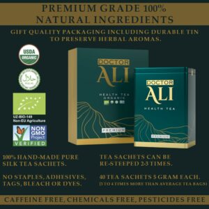 DOCTOR ALI HEALTH TEA Cleanse & Detox Kidney & Liver Health 11 Organic Super Herbs 40 Sachets