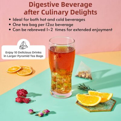 FOODHO Fruit Herbal Blend Functional Tea for Digestion with Orange 10 Teabags