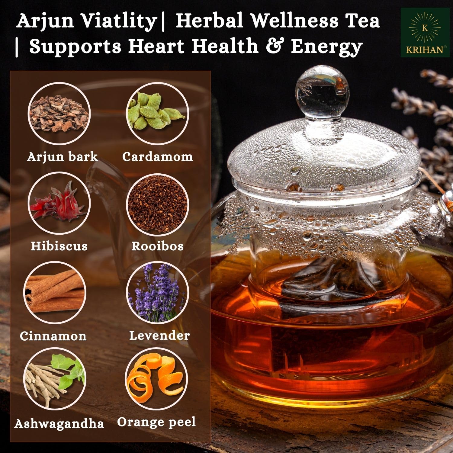 Organic Arjuna Herbal Tea Supplement Blood Pressure Maintenance 40 Teabags Pack of 2