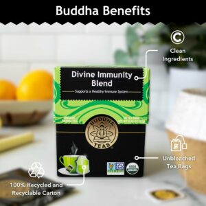 Buddha Teas Organic Divine Immunity Blend With Antioxidants & Minerals 18 Teabags