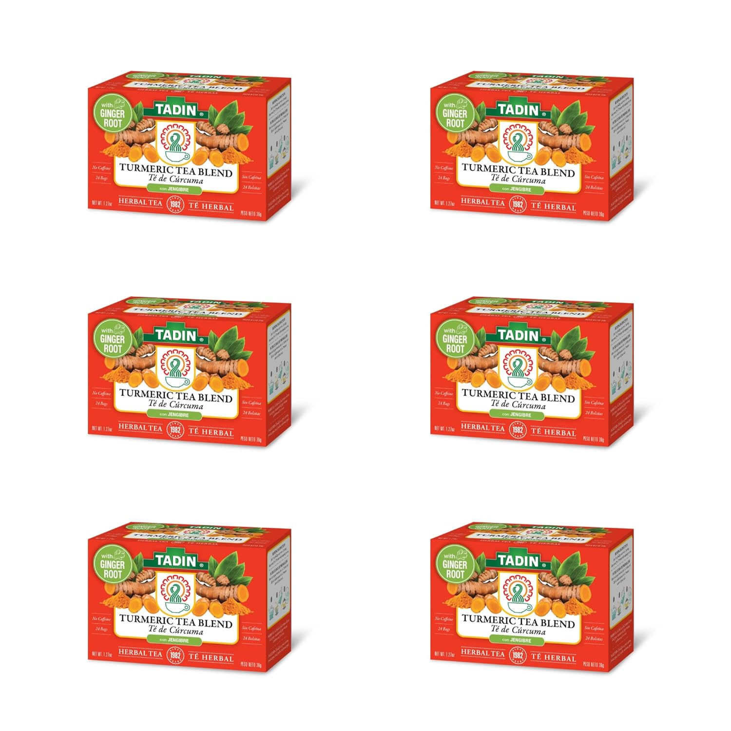 Tadin Turmeric Blend Herbal Tea 24 Tea Bags Per Box Pack of 6