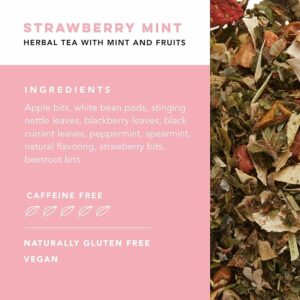 Pinky Up Strawberry Mint Herbal Tea Cooling Mint and Fruit Herbal Tea 15 Sachets