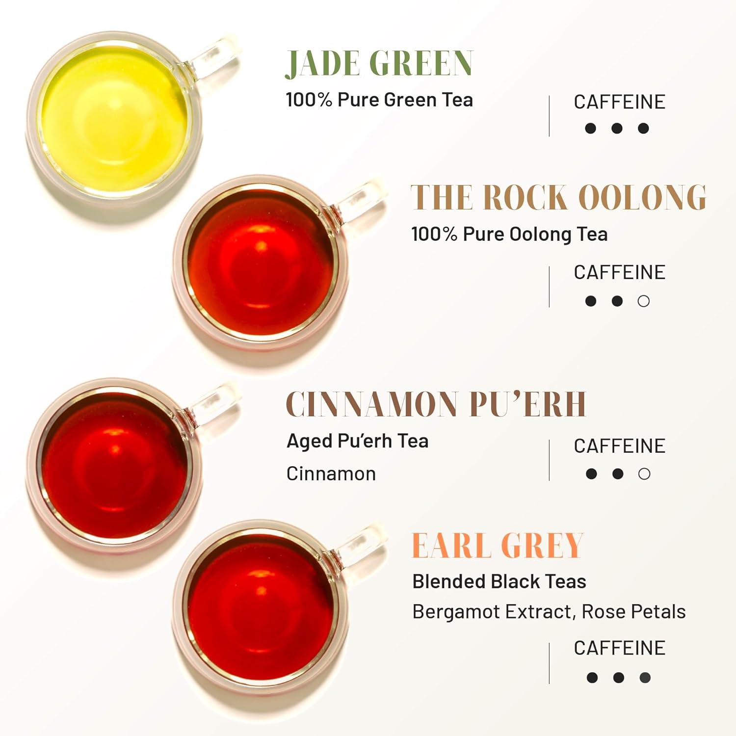 CHAYEAH Premium Tea Collection 16 Pyramid Tea Sachets 8 Assorted Flavors Herbal Tea Sampler Caffeinated and Non Caffeinated