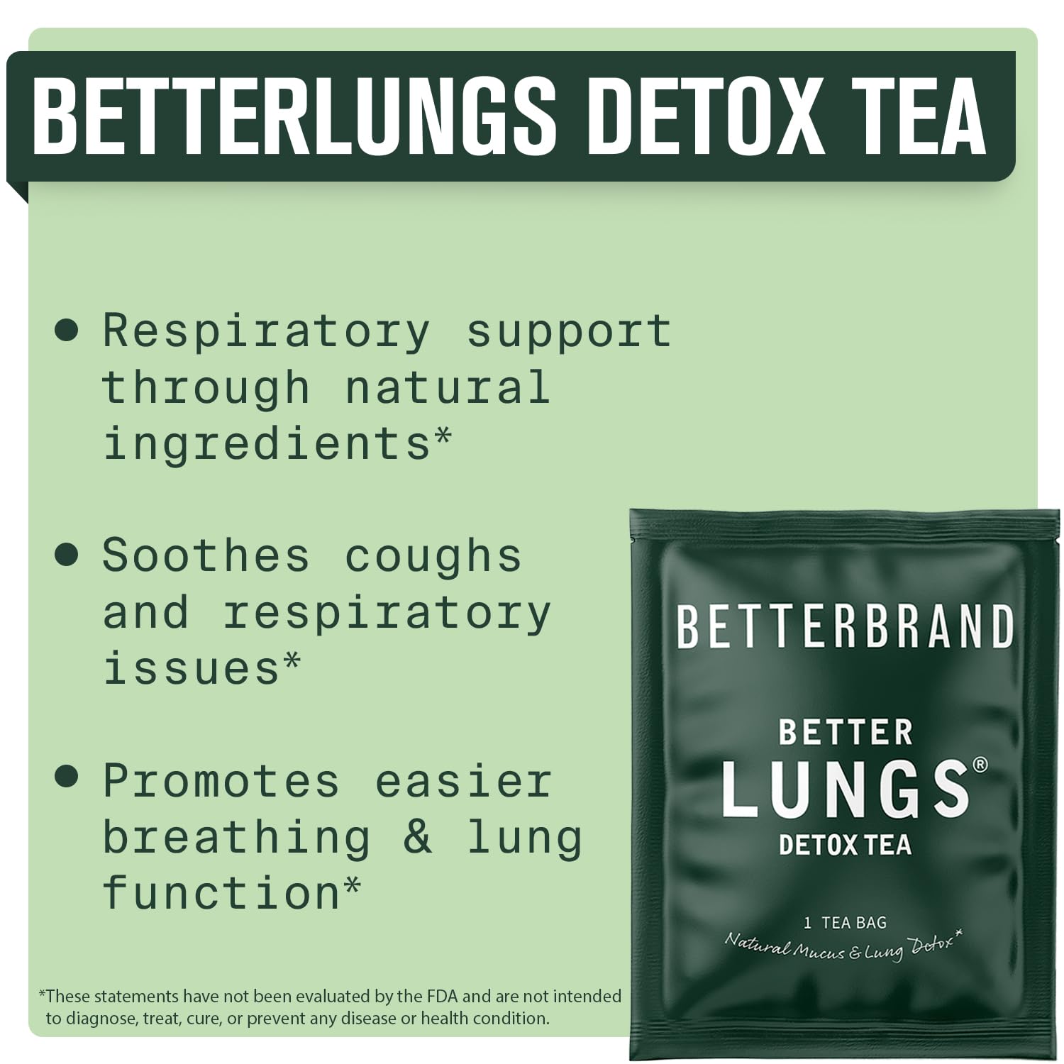 Betterbrand Mullein Tea Bags for Lungs Herbal Tea for Respiratory Support Caffeine Free 15 Teabags