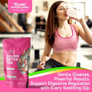 EVERLONG Colon Detox Tea 14 Herbal Tea Bags All Natural Caffeine Free