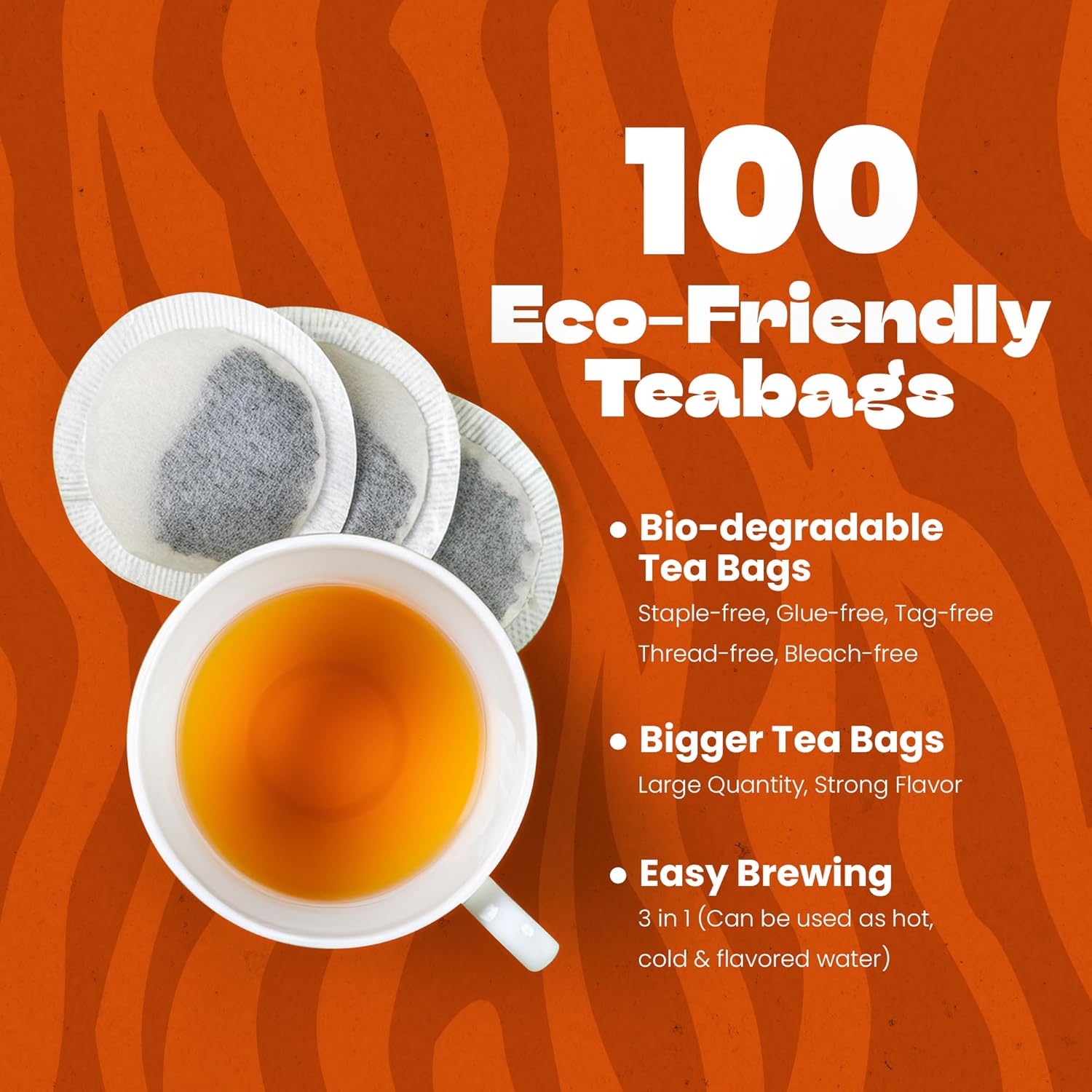 Tiger Organics Ginger Herbal Tea 100 Biodegradable Teabags Natural Immunity Booster & Healthy Digestion
