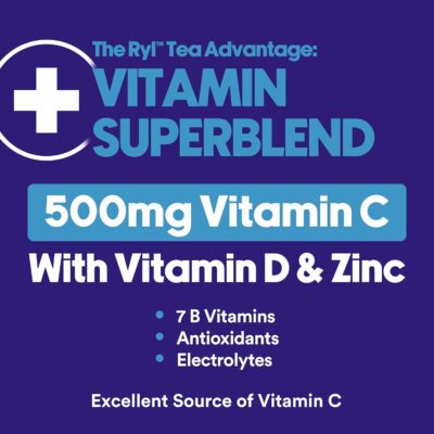 Ryl Immune Support Tea Blueberry 500mg Vitamin with Vitamin D & Zinc 16.0 Fl Oz 12 Pack