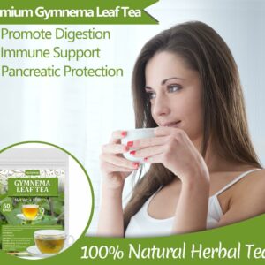 Premium 60 Gymnema Leaf Tea Bags Made with 100% Natural Gymnema Leaves for Diabetics