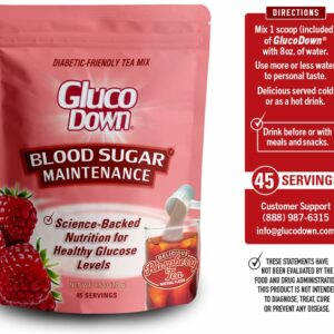 GLUCODOWN Delicious Raspberry Tea Mix Blood Sugar & Cholesterol 45 Servings